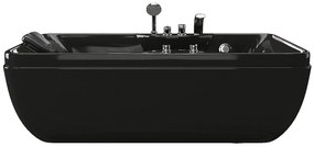 Wanna z hydromasażem czarna - 1 osobowa - 140 l - 150 x 75 x 54,5 cm - Prawostronna - GAVINO