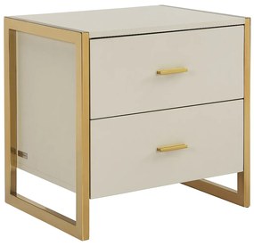 Szafka nocna z 2 szufladami - MDF - Beżowy i złoty - OMBRELIA marki Pascal Morabito