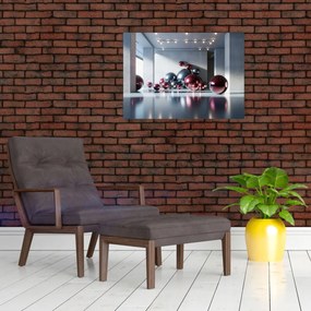 Obraz na szkle - 3D przestrzeń z kulami II. (70x50 cm)