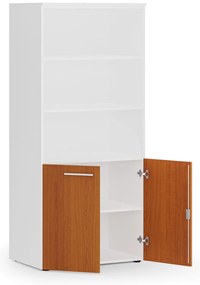 Szafa biurowa z drzwiami niskimi PRIMO WHITE, 800 x 500 x 1781 mm, biały/czereśnia