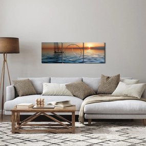 Obraz - Żaglówki na morzu (z zegarem) (90x30 cm)