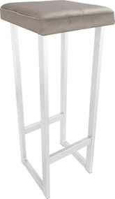Hoker ALEX krzesło barowe tkanina Welur podstawa metalowa : Kolor Stelaża - Biały, Kolor tkaniny - VELVET - MG09, Wysokość - 90 cm