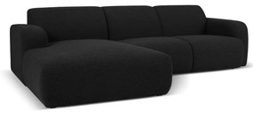 Czarny narożnik z materiału bouclé (lewostronny) Molino – Micadoni Home