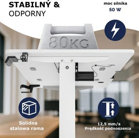 Regulowane biurko biurowe FLEXI, 140x60x72–117cm, białe Casaria