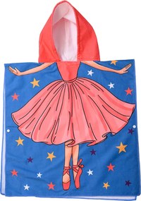 Ponczo dziecięce BALLERINA niebieskie 60 x 90 cm Rozmiar: 60 x 90 cm