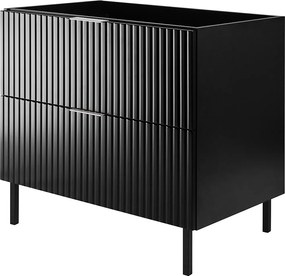 Szafka pod umywalkę, Czarny, 80 x 77 x 46 cm, uchwyt srebrny, nogi czarne, bez blatu