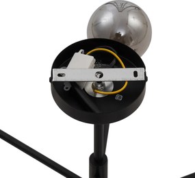 Nowoczesna lampa sufitowa czarna z przydymionym szkłem 6-punktowa - Ryan