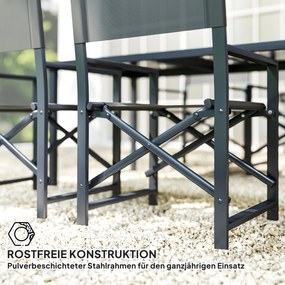 Zestaw mebli jadalnianych Outsunny 5-częściowy ze stali dla 4 osób, stół ze szklanym blatem i 4 składane krzesła, Szary