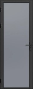 Drzwi kompletne dwustronne z aluminium i dymionego szkła hartowanego - wys. 204 x szer. 93 cm - Czarny - LOXTON