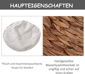 PawHut Kosz dla kota Rattanowe gniazdo dla kota Legowisko dla kota z poduszką Legowisko dla zwierząt domowych brązowy