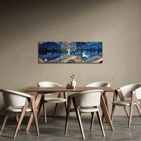 Obraz jelenia w pełni księżyca (z zegarem) (90x30 cm)