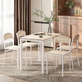 HOMCOM Zestaw do jadalni 5 części Stół i krzesła w odcieniach szarości i bieli Elegancki design | Aosom PL