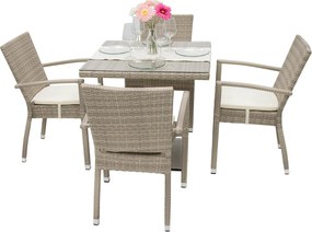 Zestaw rattanowy ogrodowy GINA 1+4 (szaro-beżowy)