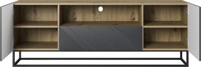 Szafka RTV Asha 167 cm z szufladą i metalowym stelażem - artisan / rivier stone mat