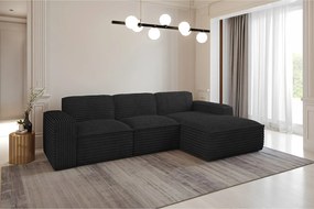 Narożnik w kształcie L Siena, tkanina Velo, Czarny, Prawy