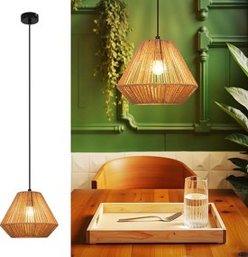 NETTLIFE Vintage lampa wisząca do jadalni 1 żarówka z konopnej liny latarnia projekt E27 lampa do jadalni