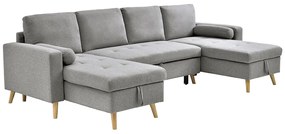 Kanapa  narożna rozkładana z jasno szarej tkaniny KORI