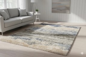 Włochaty niebieski dywan w nieregularne kształty Z1-T77