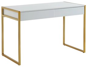 Biurko z 2 szufladami – MDF i metal – kolor biały i złoty - MASON marki Pascal Morabito