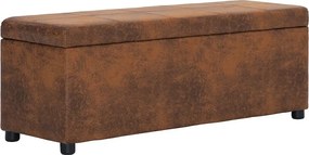 Brązowa ławka do przechowywania z zamszowej skóry ekologicznej 116 cm z przestronną komorą wewnętrzną