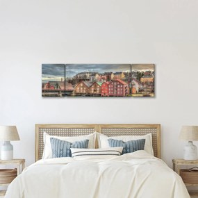 Obraz - domy nad rzeką (170x50 cm)
