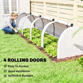 Outsunny Szklarnia, zimowa szklarnia foliowa z drzwiami na zamek błyskawiczny 395 x 100 x 80 cm, biały | Aosom PL