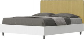 Łóżko wyposażone w stelaż z listwami 160x190 konstrukcja Frassino biała zagłówek microfibra Okra Kaia