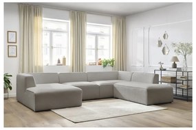 Jasnoszary narożnik modułowy z materiału bouclé (prawostronny/w kształcie litery U) Megeve – Bobochic Paris