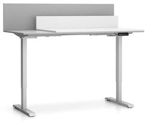 Biurko SINGLE LAYERS, przesuwny blat, z przegrodami, regulowane nogi, biały/szary