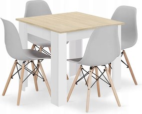 Valora ZESTAW STOŁÓW KWADRATOWYCH 80X80 Dąb Sonoma + 4 krzesła Osaka Szare x4