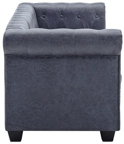 Trzyosobowa sofa Charlotte 3Q w stylu Chesterfield - szara