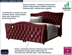 Bordowe łóżko pikowane w stylu glamour 5 rozmiarów Z8-D43