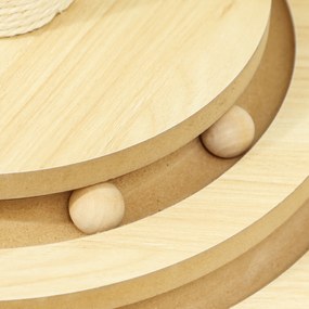 PawHut Drapak dla Kotów, 69 cm, Słup z Sizalu, Tor z Kulkami, Zabawka, Design 4-w-1, Kremowy