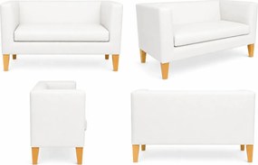 Sofa Monaco : Kolor nogi - Drewno, Kolor tkaniny - EKO-SKÓRA - 10D, Typ tkaniny - Eko-skóra , Wysokość nogi - 20 cm