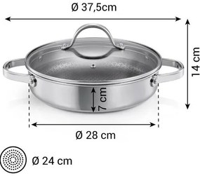 Tescoma Patelnia głęboka z pokrywką SteelCRAFT śr. 28 cm, 2 uchwyty, 28 cm
