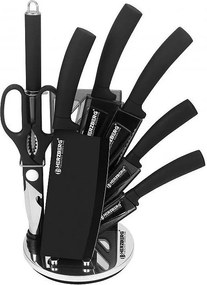 Zestaw 8 noży ze stali nierdzewnej z akrylowym stojakiem-Czarny Herzberg HG-MSN8BLK