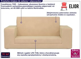 Kremowa 2-osobowa rozkładana sofa dziecięca - Hallker 4X