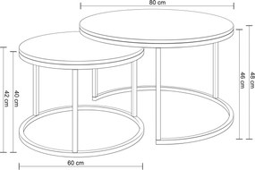 Zestaw dwóch czarnych stolików kawowych H8-M81