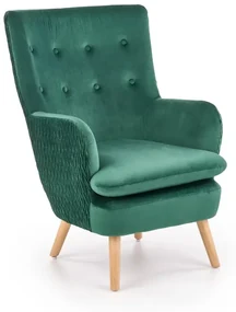 Fotel RAVEL VELVET ciemno zielony HALMAR