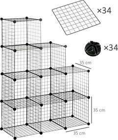 HOMCOM Półka na Buty Modułowa 9 Sześcianów Stal Czarny 35x35x35cm na Sześcian | Aosom PL
