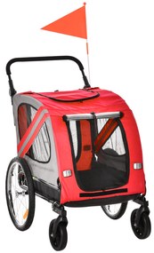 PawHut Wózek dla Psa z Elementami Odblaskowymi Zabezpieczenie na Ulicy 140x725x108cm Czerwony | Aosom PL