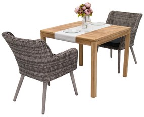 Zestaw ogrodowy teak VICTORIA QUATRO 1+2 (szary)