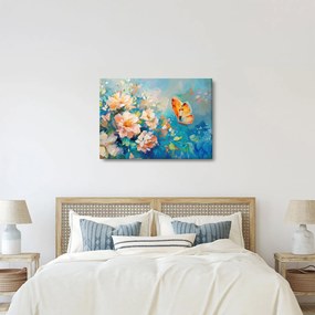 Obraz - Motyl i kwiaty, obraz olejny II. (70x50 cm)