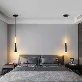 Lampa stożkowa LED z kloszem wiszącym sufitowa AT50-1SL-Czarna