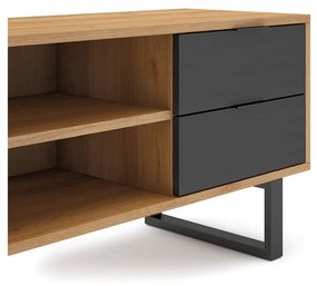 Antracytowo-naturalna szafka pod TV w dekorze dębu 180x51,5 cm Madona – Marckeric