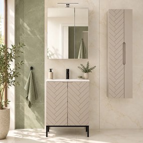 Zestaw mebli łazienkowych z umywalką i lustrem Aspen 30 cashmere/czarny