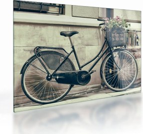 Obraz na szkle - Vintage rower z kwiatami (70x50 cm)