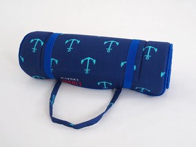 Leżak plażowy w rolce KOTWICE 148x52 cm, niebieski