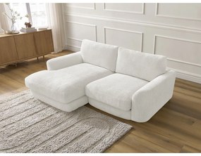 Biały narożnik z tkaniny szenilowej (lewostronny/z szezlongiem) Leonore – Bobochic Paris