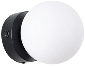 Czarny kinkiet z białym kloszem W0-E40